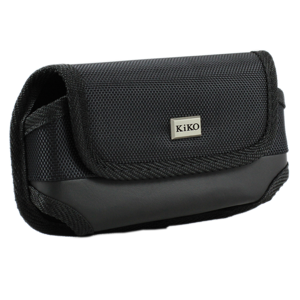 Extendable Horizontal Vinyl Belt POUCH Large 23 Fits Galaxy S22 Plus and more (Black)